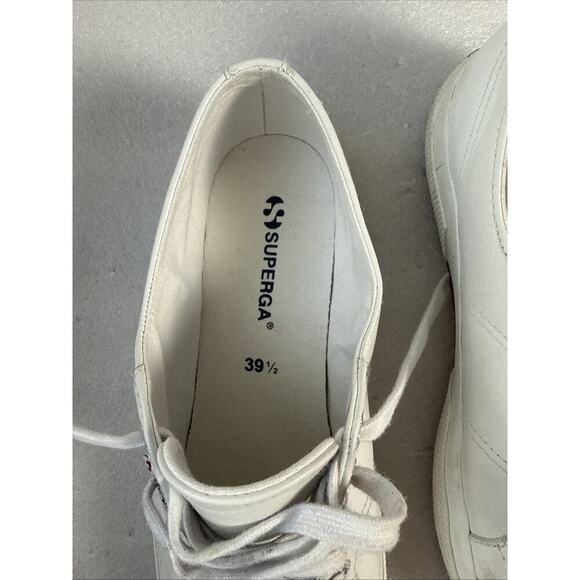 Superga Shoes Sneakers 39.5 white Leather Low Top  US Men’s 7 women’s 8.5 - Picture 4 of 16